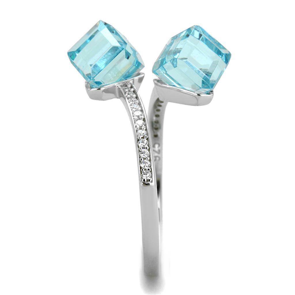 Stylish blue gemstone ring for women featuring two sparkling blue stones and elegant silver accents