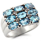 High polished blue gemstone ring with multiple oval cut stones set in silver for elegant style
