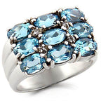 High polished blue gemstone ring with multiple oval cut stones set in silver for elegant style