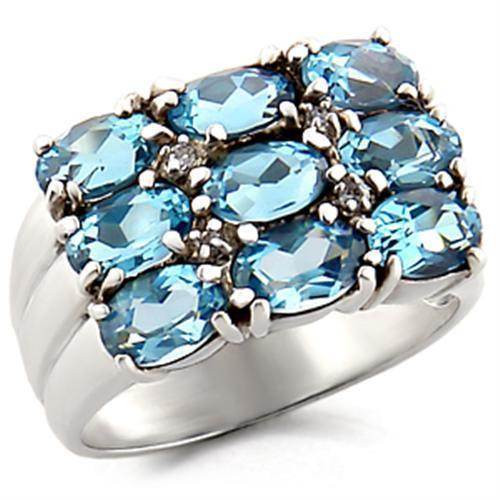 High polished blue gemstone ring with multiple oval cut stones set in silver for elegant style