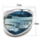 VacationGrabs blue gemstone silver ring for women featuring a unique faceted design and polished finish
