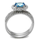 Elegant blue gemstone sterling silver ring for women with sparkling pave accents