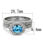 Stunning blue gemstone sterling silver ring for women with detailed diamond accents and dimensions