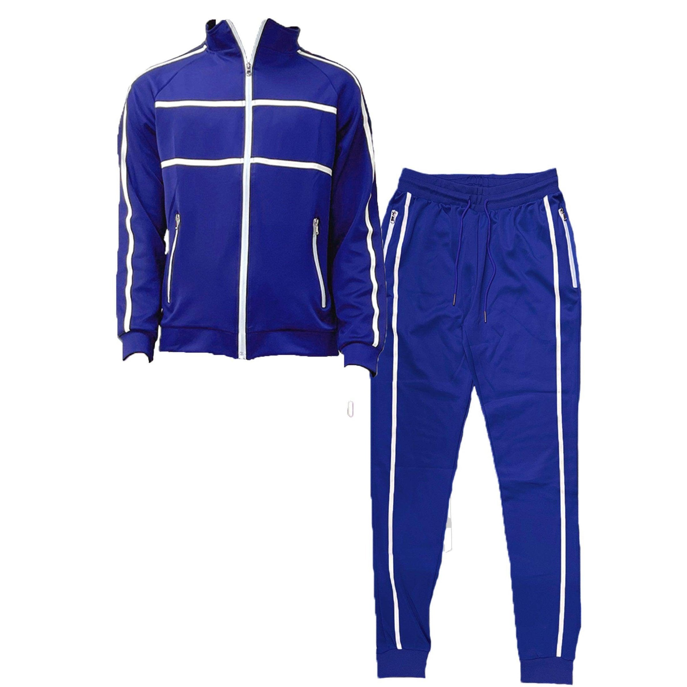 Blue Jordan Tape Track Jacket Jogger Set - VacationGrabs