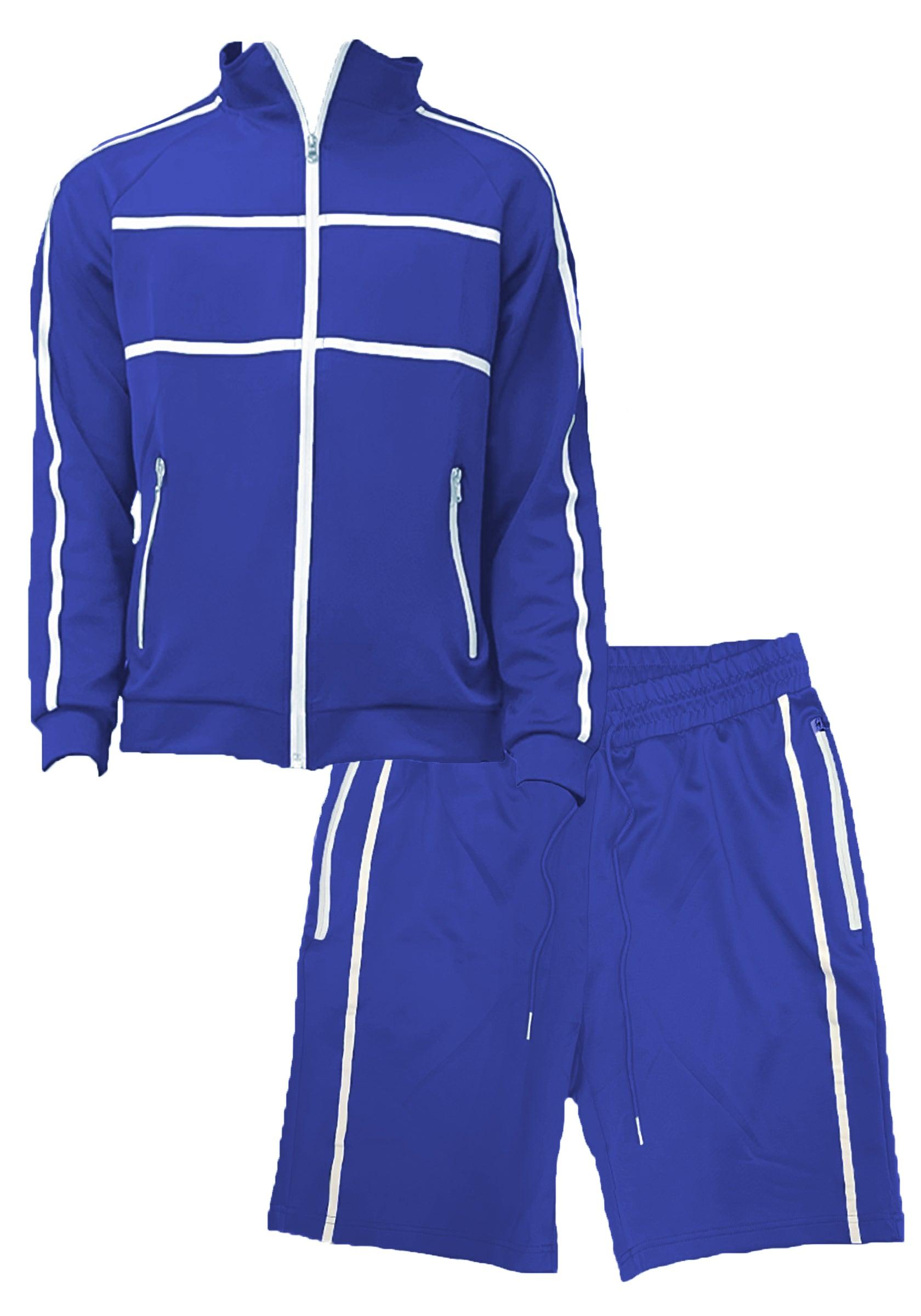 Men's 2PC Track Sets Blue Jordan Track Jacket Short Set