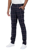 WEIV blue multi plaid pants for men with a slim fit and comfortable fabric