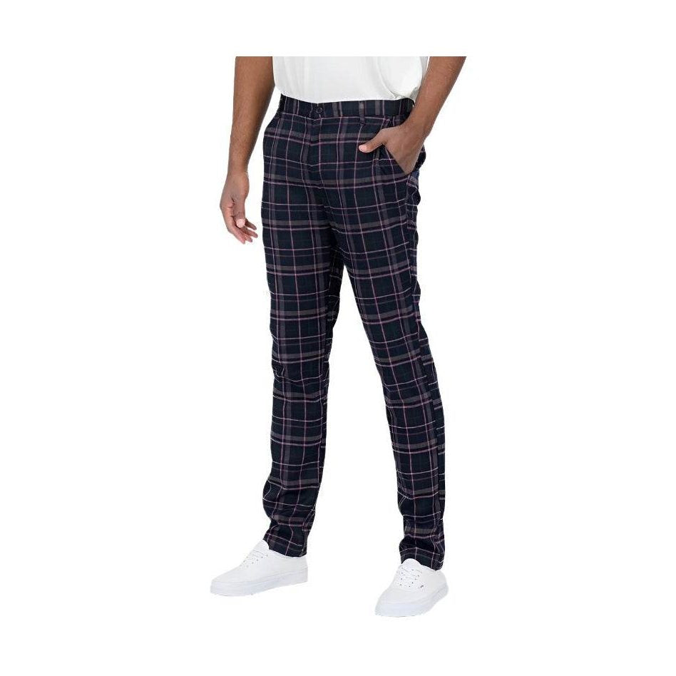 WEIV blue multi plaid pants for men with a slim fit and comfortable fabric