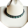 Blue Navajo Embossed Leather Hat Band