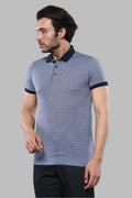 Blue Patterned Polo Men T-Shirt by Wessi – front view