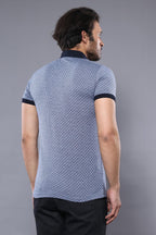 Blue Patterned Polo Men T-Shirt by Wessi – side view