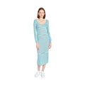 Emory Park blue scoop neck midi dress featuring a comfortable fit and long sleeves