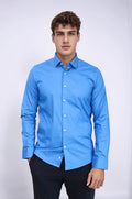 Blue Slim Fit Men's Shirt – front view