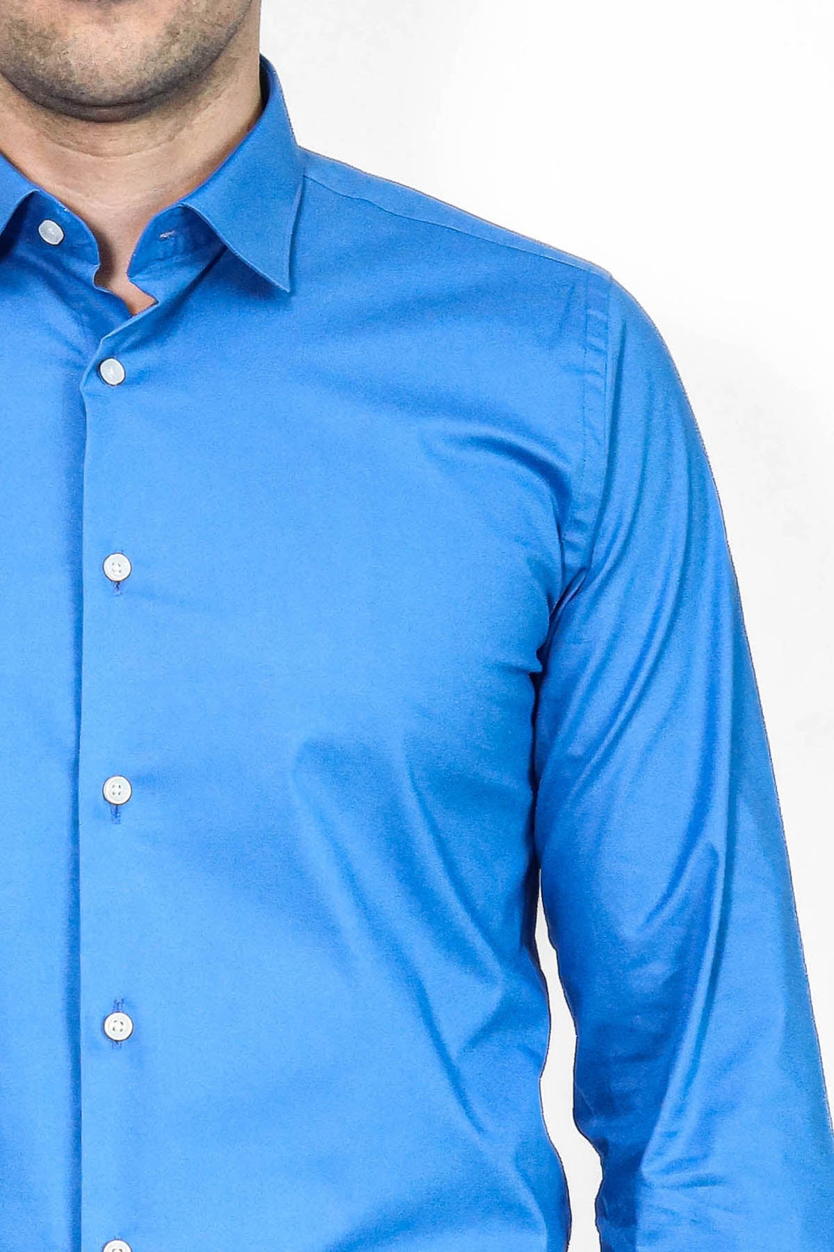 Blue Slim Fit Men's Shirt – detail view