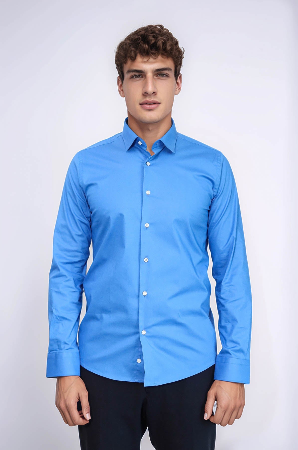 Blue Slim Fit Men's Shirt – side view