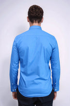 Blue Slim Fit Men's Shirt – full look view
