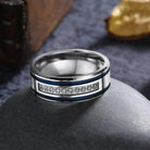 Elegant blue stripe ring for men featuring a sleek design and sparkling accents