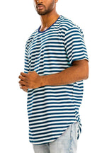 Blue Striped Round Neck Tshirt - VacationGrabs