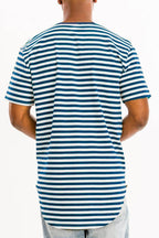 Blue Striped Round Neck Tshirt - VacationGrabs