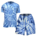 Blue Swirl Tye Dye Tshirt Short Set - VacationGrabs