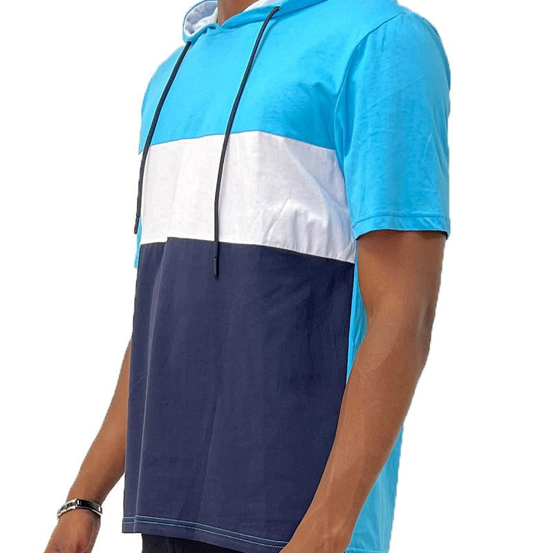 Men's Shirts - Tee's Blue Tri Color Block TShirt