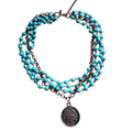 Collier ras-du-cou en turquoise bleue avec pièce indienne