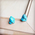 Handmade blue turquoise stud earrings featuring natural stone for a unique look