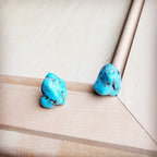 Handmade blue turquoise stud earrings featuring natural stone for a unique look