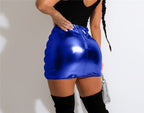Blue Metallic Mini Skirt for Women