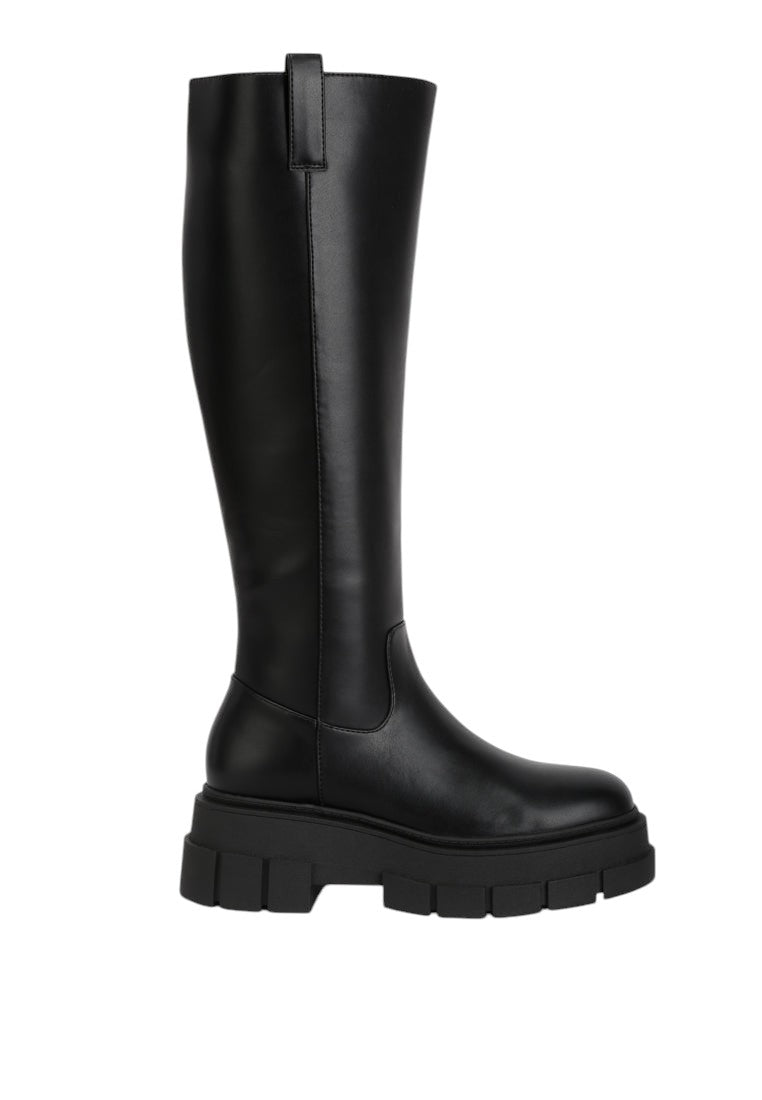 Blume Faux Leather Chunky Platform Knee Length Boots