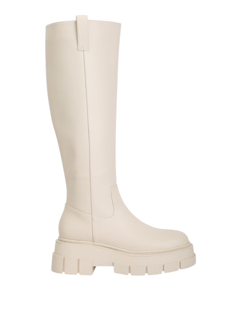 Blume Faux Leather Chunky Platform Knee Length Boots