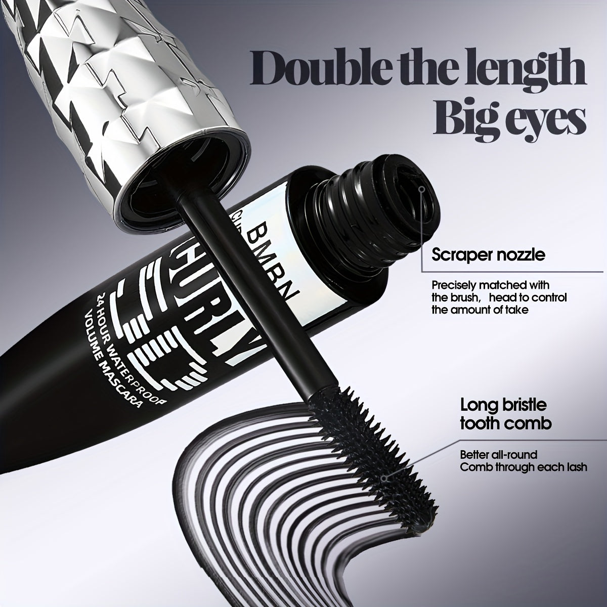 waterproof mascara for big eyes with long bristle comb