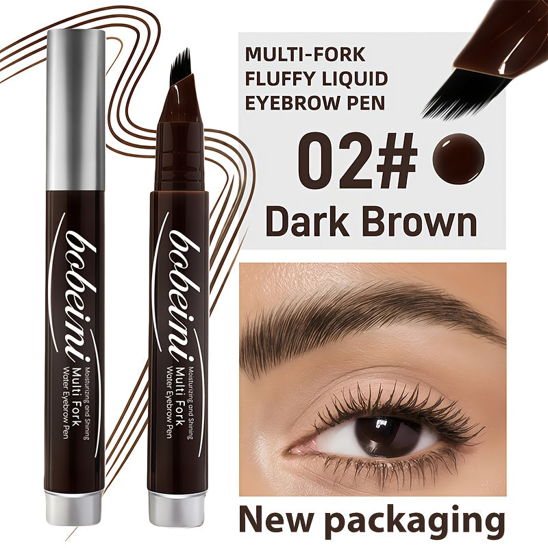 Bobeini Multi-Fork Eyebrow Pen in Dark Brown, travel friendly liquid formulation