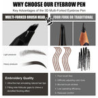 3D multi-forked eyebrow pen, black, travel friendly for precise shaping