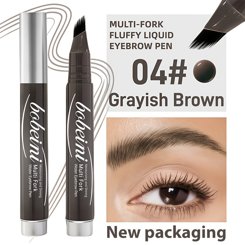 bobeini multi-fork liquid eyebrow pen, grayish brown, travel friendly for quick touch-ups