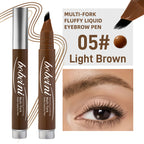 Bobeini multi-fork fluffy liquid eyebrow pen, light brown, travel friendly for precise brow styling