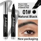 Multi-fork liquid eyebrow pen in Natural Black, travel friendly for on-the-go touch-ups