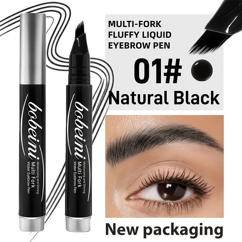 Multi-fork liquid eyebrow pen in Natural Black, travel friendly for on-the-go touch-ups