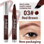 Bobeni Multi-Fork Fluffy Liquid Eyebrow Pen in Red Brown, travel friendly for on-the-go touch-ups