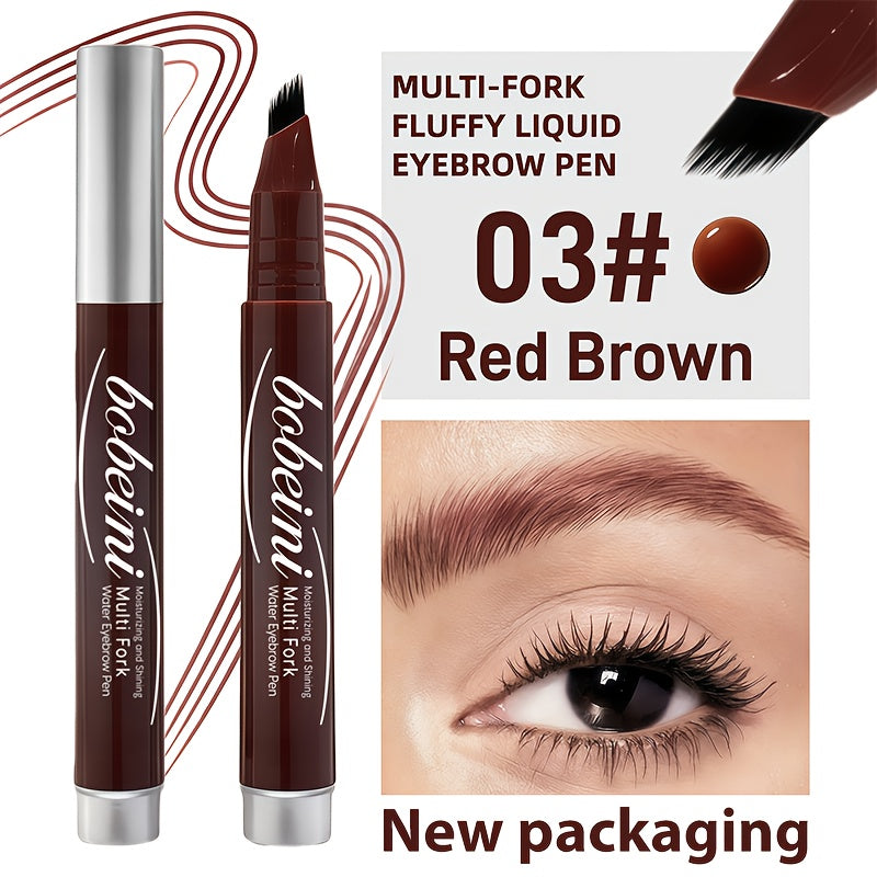 Bobeni Multi-Fork Fluffy Liquid Eyebrow Pen in Red Brown, travel friendly for on-the-go touch-ups