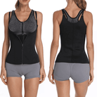 Women's body shaper fitness corset in black, designed for support during workouts and contours the waist