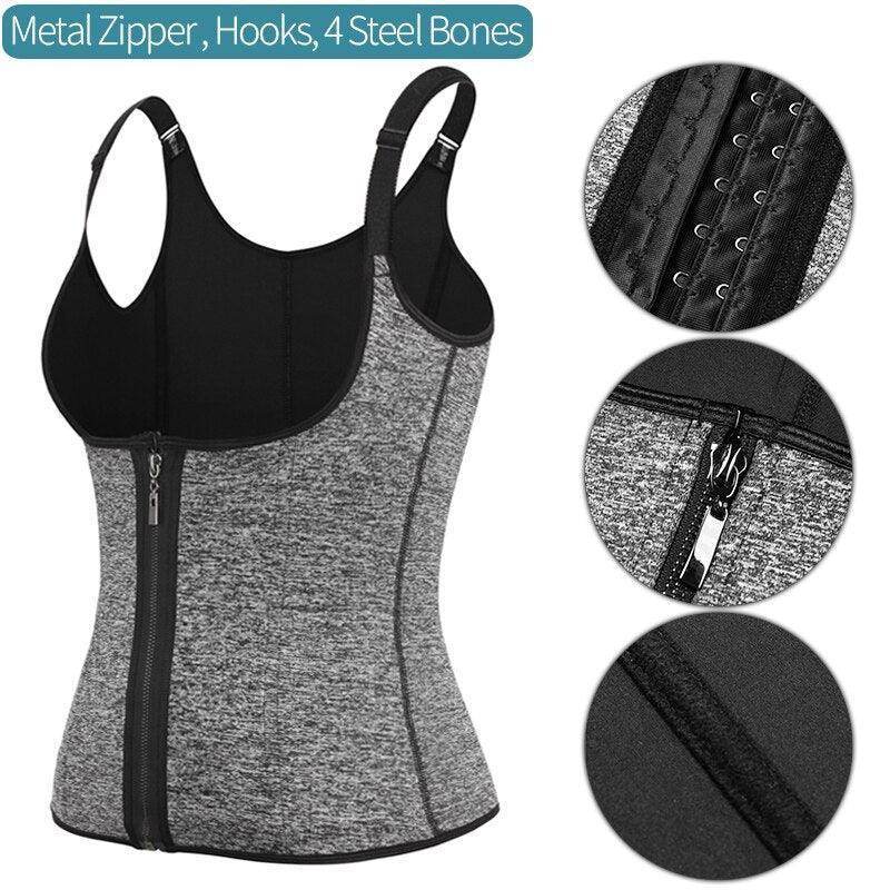 VacationGrabs Women's Shapewear Body Shaper Fitness Corset with Metal Zipper and 4 Steel Bones