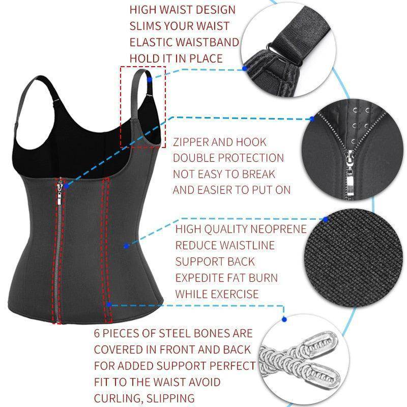 VacationGrabs Women's body shaper fitness corset with high waist design and zipper closure for enhanced support