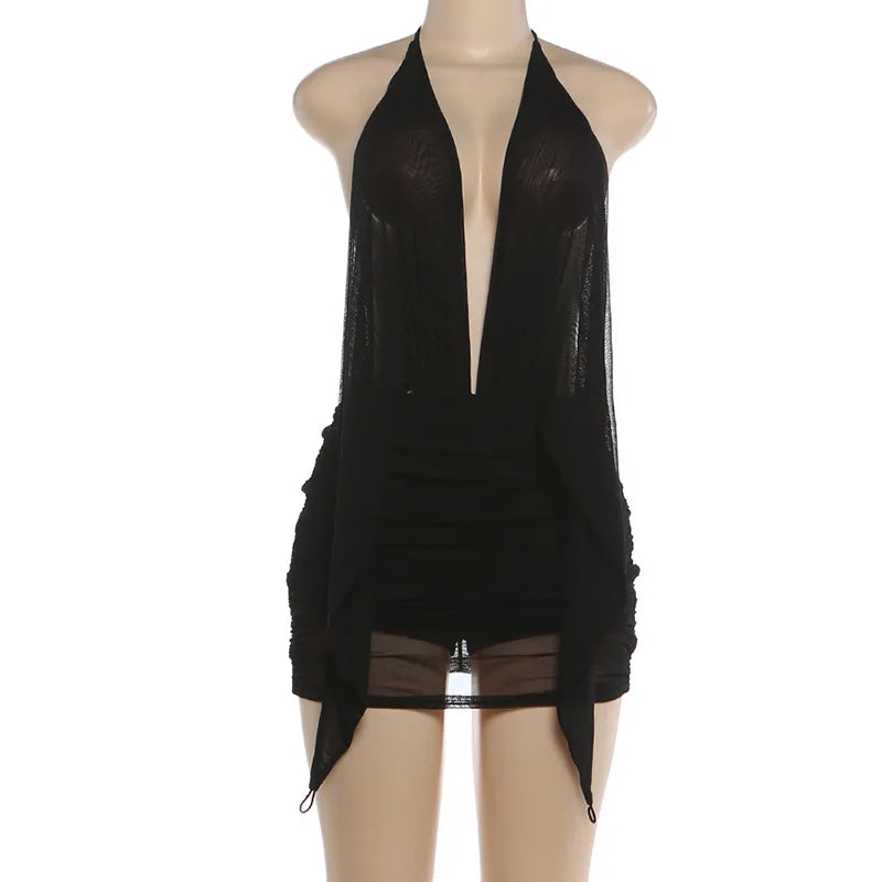 Black sheer cover-up for women, stylish and bodycon dress for beachwear
