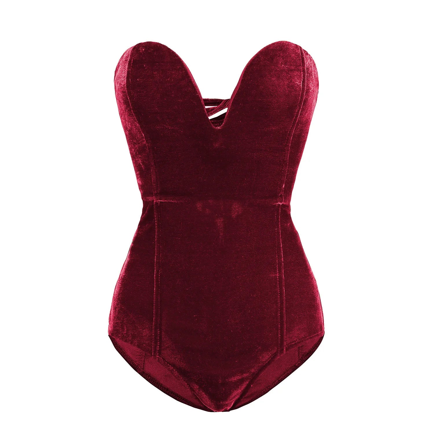 Women's burgundy velvet bodysuit and bodycon dress for stylish outings