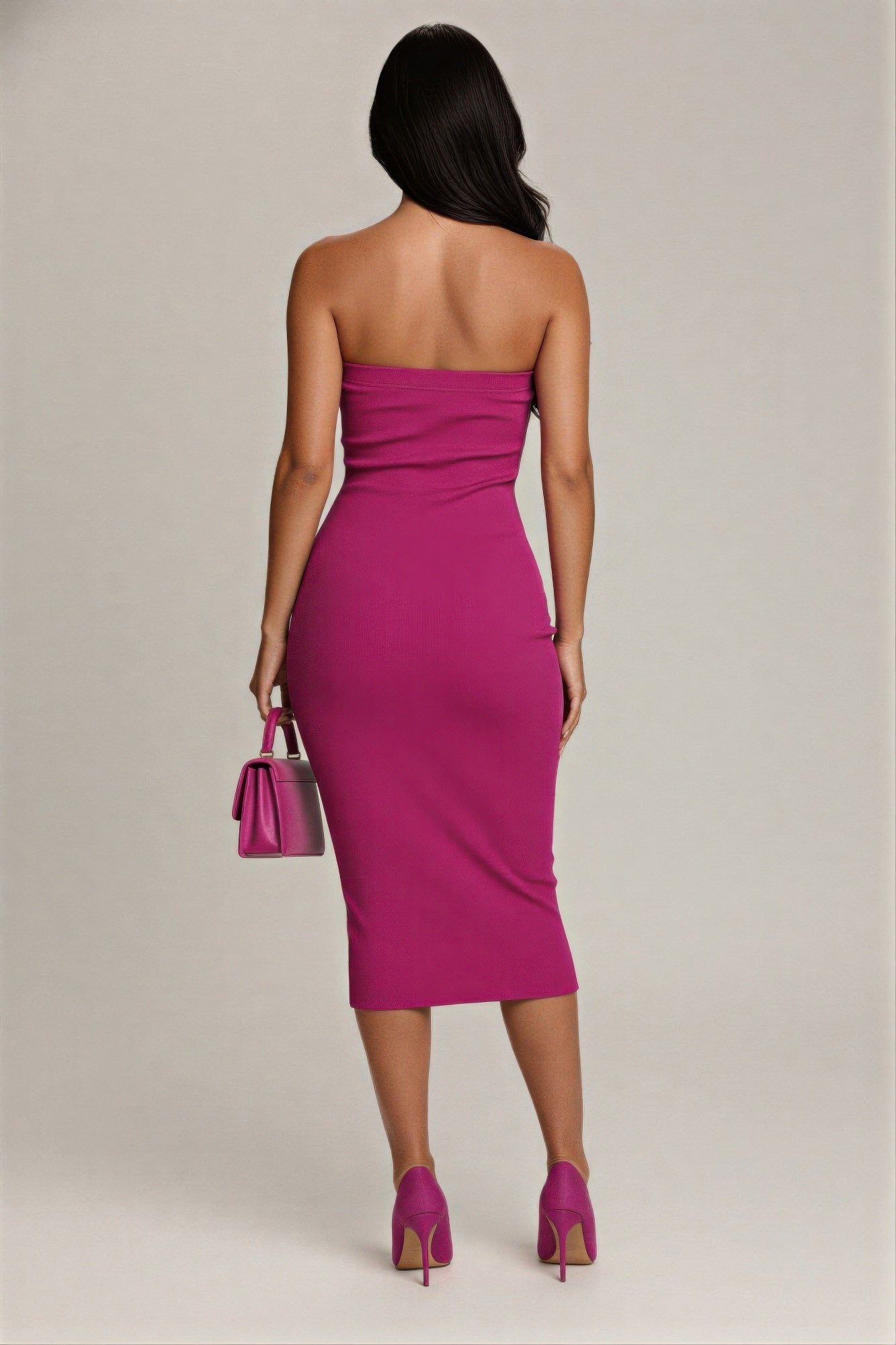 Women's fuchsia bodycon dress, perfect for evening events