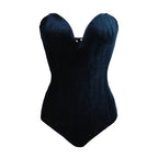 Women's velvet navy bodysuit for stylish outings and bodycon dress
