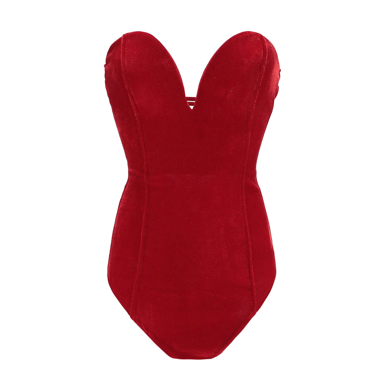 Red velvet swimsuit and bodycon dress for beach outings
