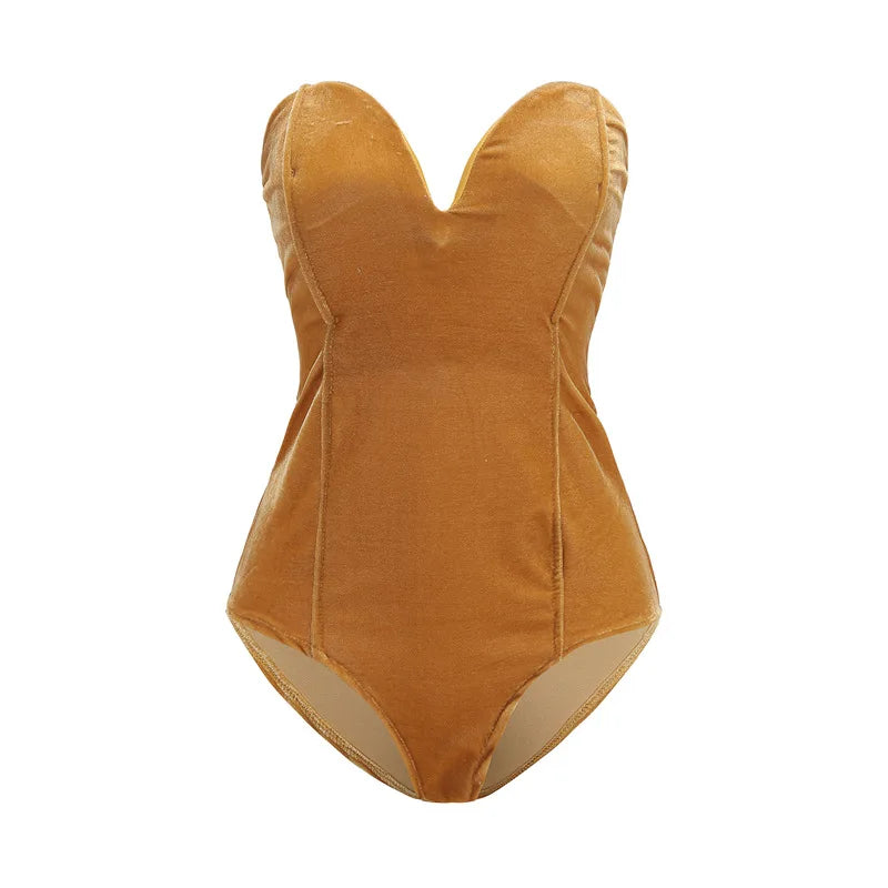Women's golden swimsuit, soft material, perfect for beach and bodycon dress