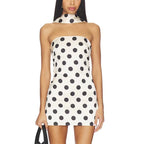 Women's polka dot strapless mini dress and bodycon dress for summer outings