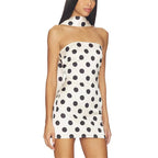 Women's white polka dot and bodycon dress, perfect for summer outings